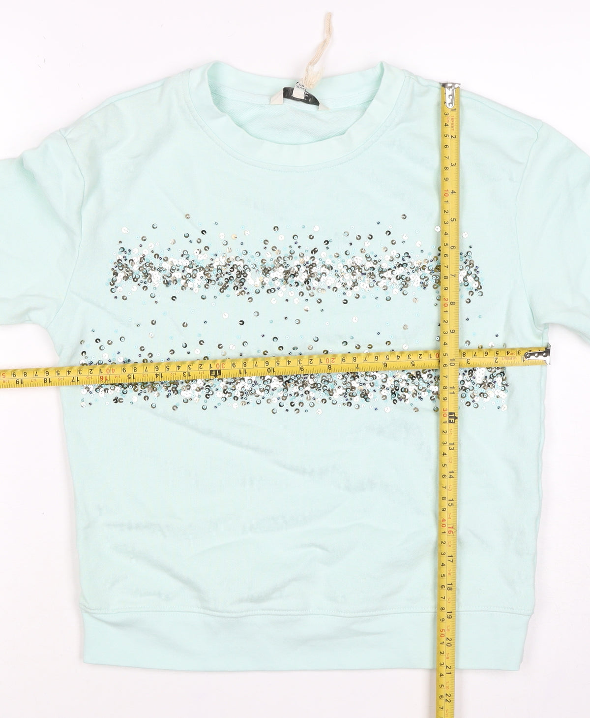 Next Women’s Mint Green Sequin Stripe Crew Neck Sweatshirt Size S