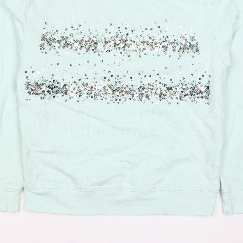 Next Women’s Mint Green Sequin Stripe Crew Neck Sweatshirt Size S