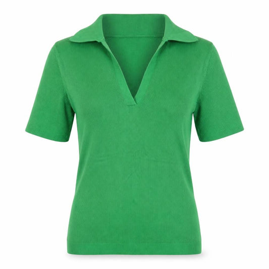 M&S Collection Women Green M Ribbed Roll Neck Short Sleeve Knit Top