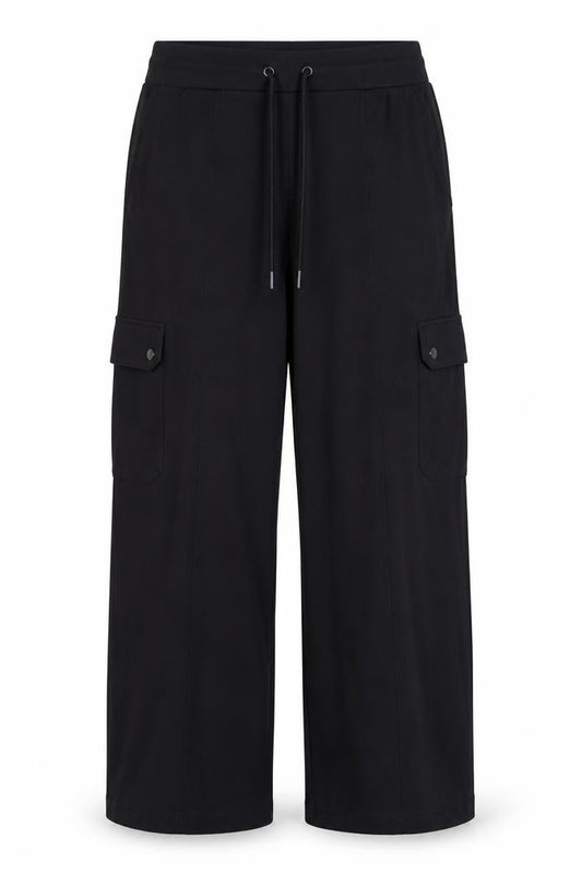 Marks & Spencer Women Black UK 16 Cargo Drawstring Trousers Stretch