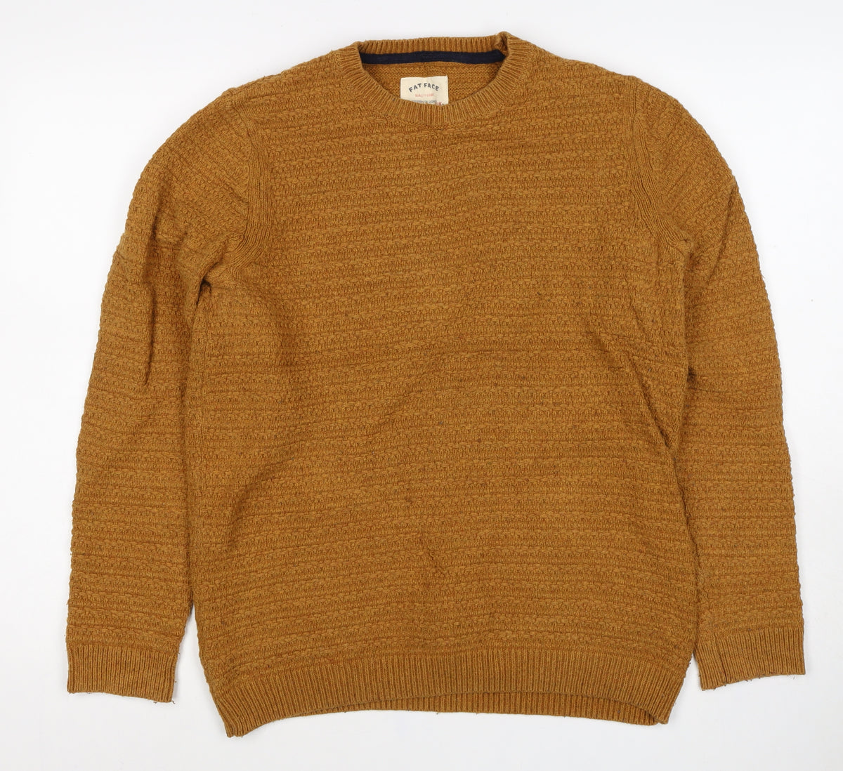 Fat Face Men’s Brown Size S Chunky Knit Crew Neck Pullover Jumper