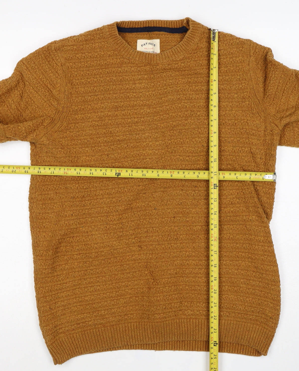 Fat Face Men’s Brown Size S Chunky Knit Crew Neck Pullover Jumper