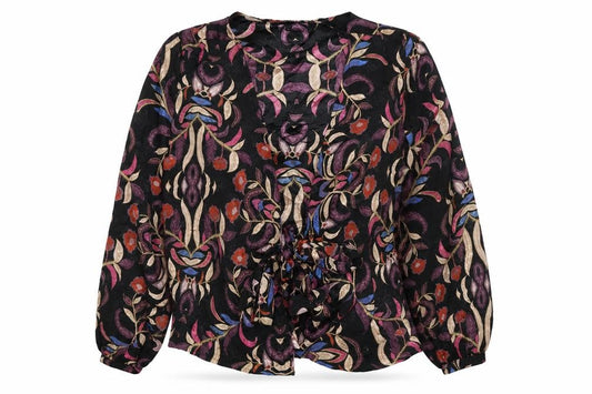 Vero Moda Women Black S Floral Paisley Kimono Tie Blouse