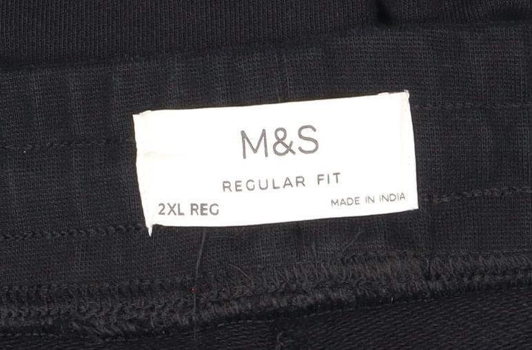 M&S Men’s Black 2XL Regular Fit Drawstring Sweat Shorts