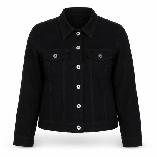 Trader Women’s Black UK 8 Button-Up Basic Jacket Collared Stretch