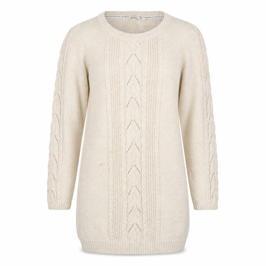 FatFace Women Ivory UK 10 Cable Knit Round Neck Jumper