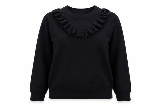 & Other Stories Women Black XS Cable Knit Wool Crew Neck Jumper