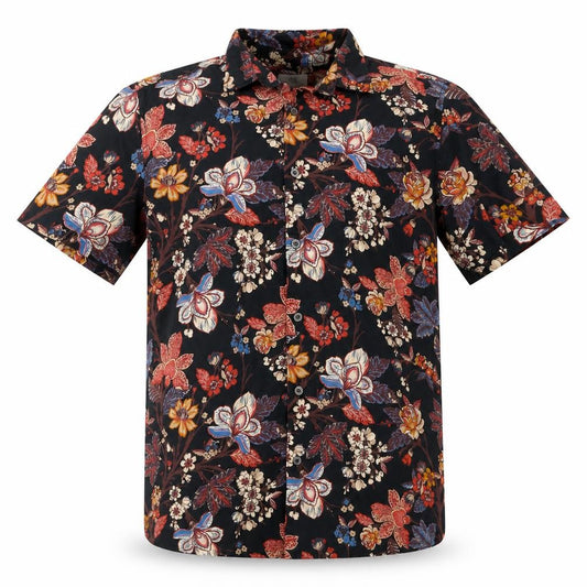 Next Men's M Black Floral Slim Fit Short Sleeve Button-Up Shirt