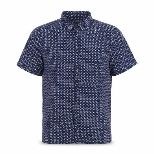 Marks and Spencer Men’s Blue Geometric Short Sleeve Button-Up Shirt M