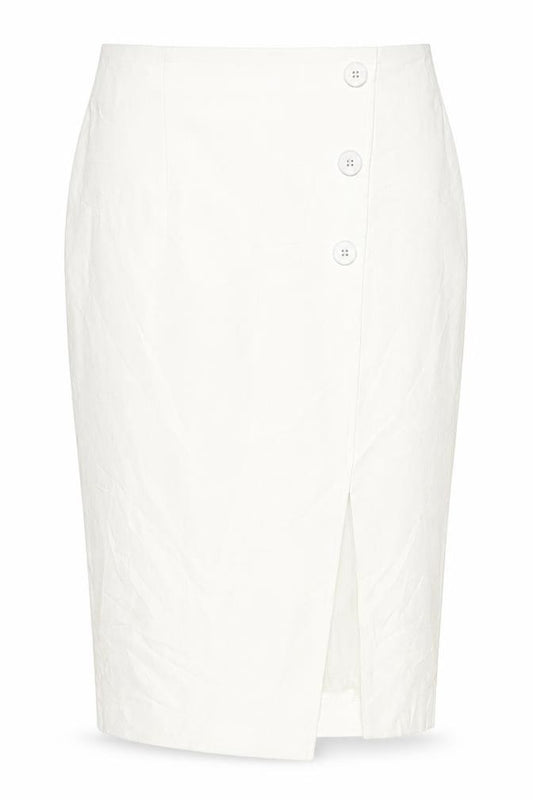 M&S Women White UK 14 Knee Length Wrap Button Skirt