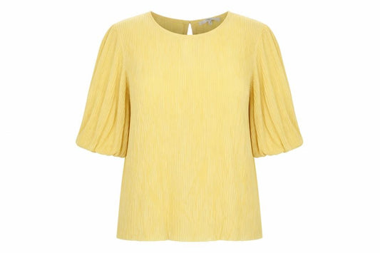 Next Women Yellow UK 16 Pleated Balloon Sleeve Blouse
