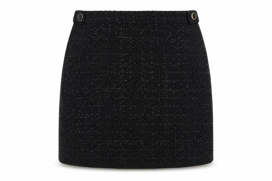 Next Women Black UK 14 Tweed Pencil Mini Skirt Metallic Zip