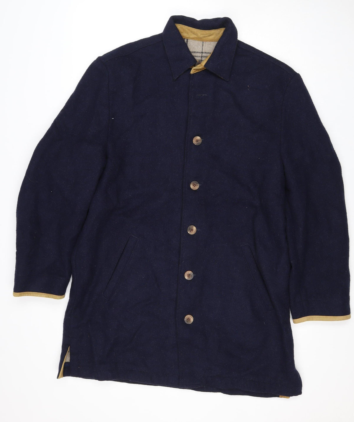 MINE Mens Blue Wool Blend Pea Coat Size M Buttoned Classic Jacket