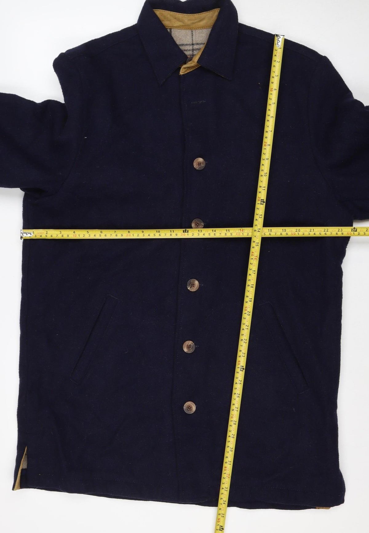 MINE Mens Blue Wool Blend Pea Coat Size M Buttoned Classic Jacket