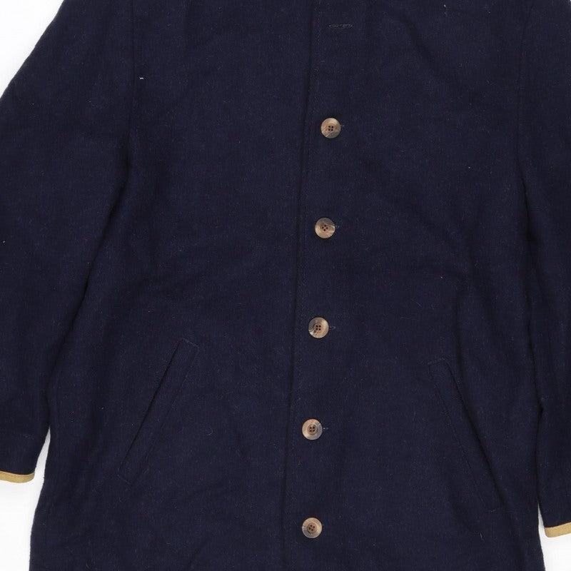 MINE Mens Blue Wool Blend Pea Coat Size M Buttoned Classic Jacket