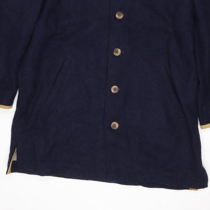 MINE Mens Blue Wool Blend Pea Coat Size M Buttoned Classic Jacket