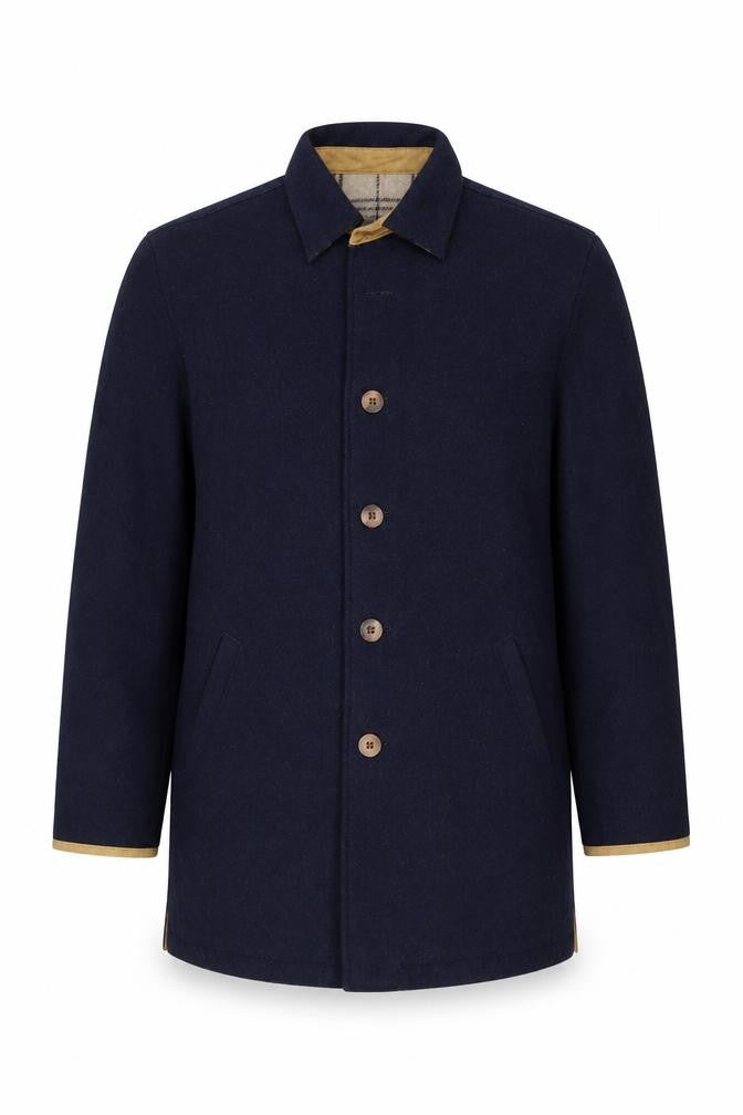 MINE Mens Blue Wool Blend Pea Coat Size M Buttoned Classic Jacket