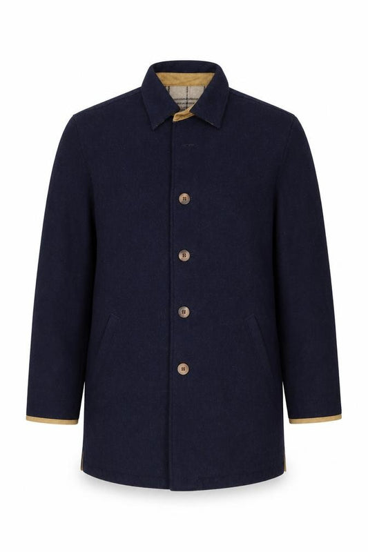 MINE Mens Blue Wool Blend Pea Coat Size M Buttoned Classic Jacket