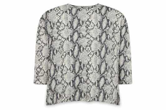 New Look Women Ivory Snake Print Relaxed Short Sleeve Top M