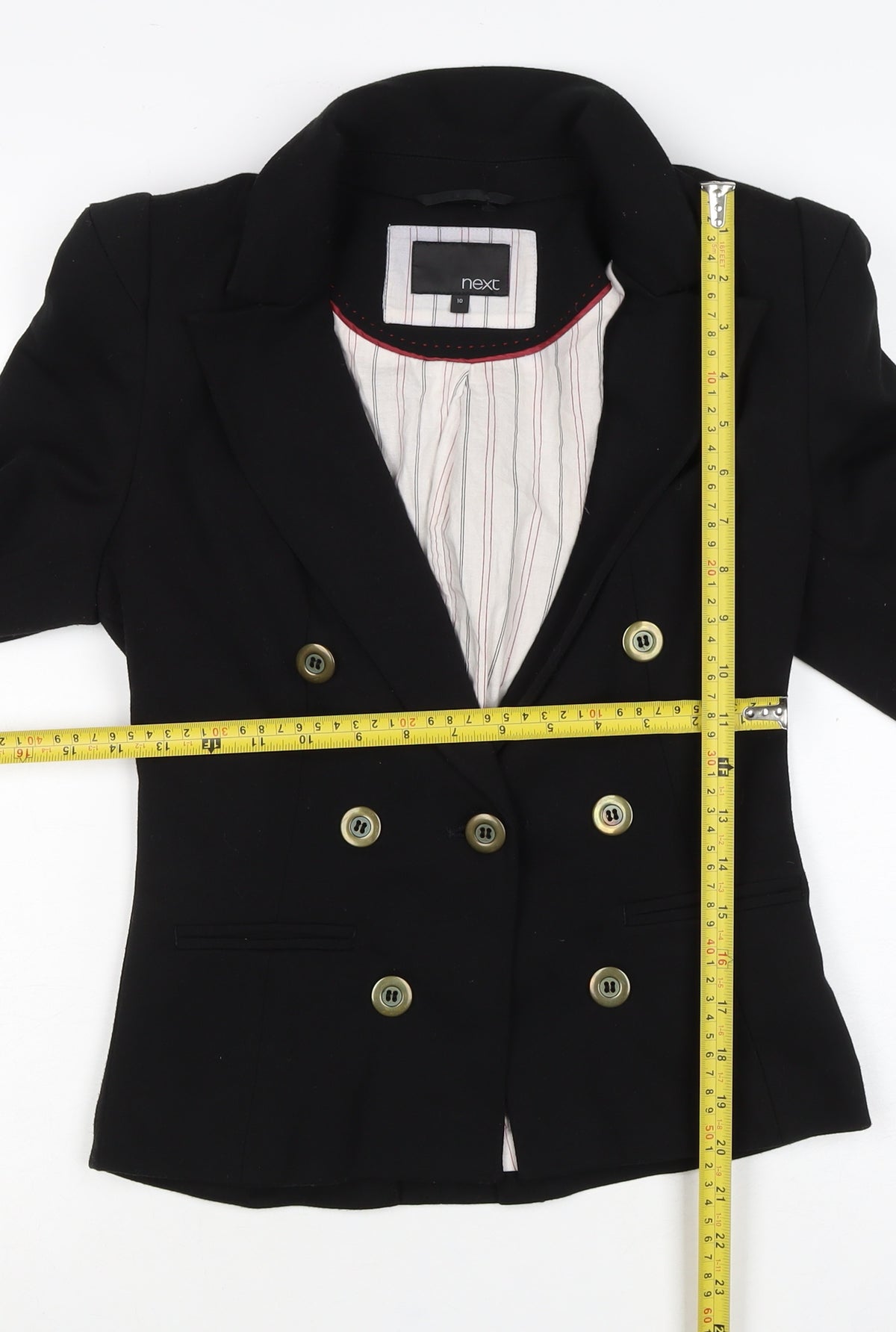 Next Women's Black UK 10 Double-Breasted Peak Lapel Blazer Jacket