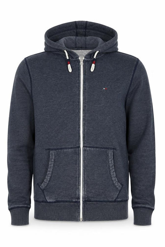 Hilfiger Denim Men’s Blue M Full Zip Hooded Fleece Logo Hoodie