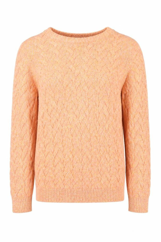 Lands' End Men’s Orange L Cable Knit Cotton Crew Neck Pullover Jumper