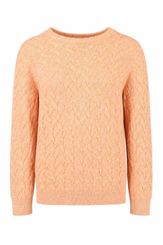 Lands' End Men’s Orange L Cable Knit Cotton Crew Neck Pullover Jumper