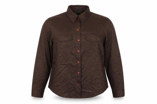 Topshop Women Brown Size 16 Button-Up Collared Long Sleeve Shirt
