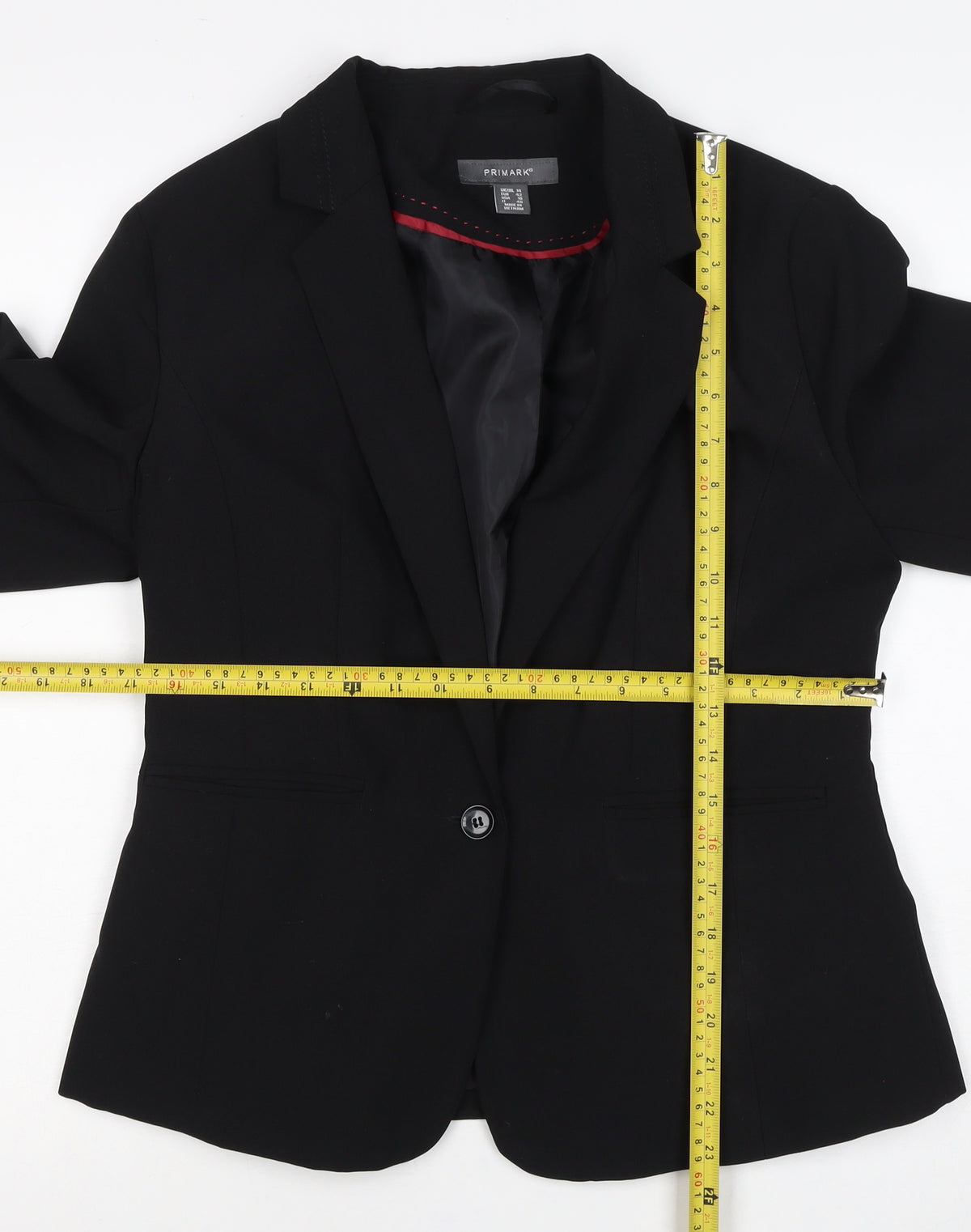 Primark Women’s Black UK 14 One Button Tailored Lined Blazer