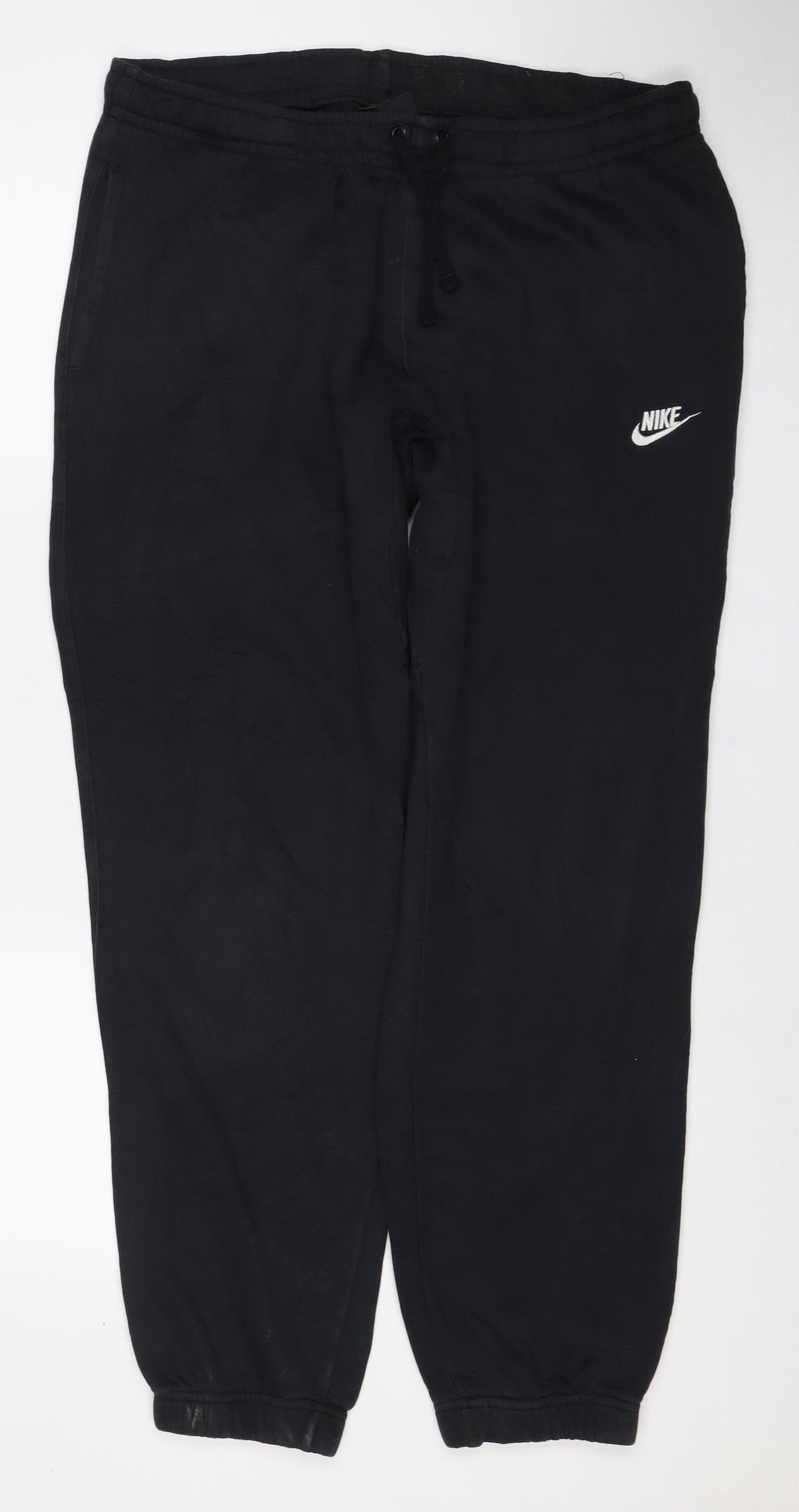 Nike Men’s Black L Fleece Jogger Sweatpants Drawstring Cuffed Logo