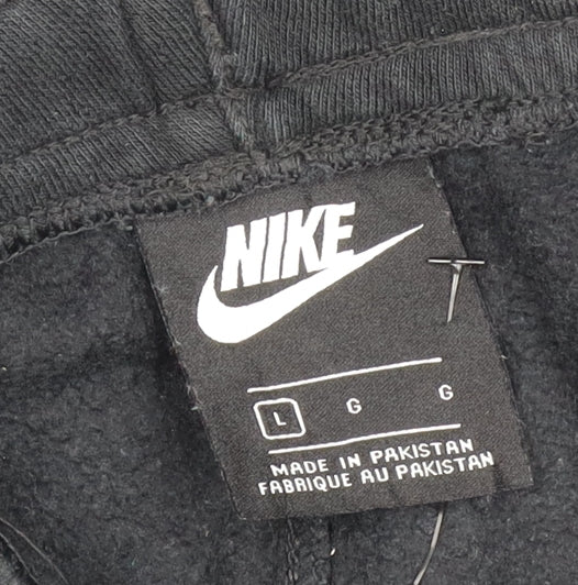 Nike Men’s Black L Fleece Jogger Sweatpants Drawstring Cuffed Logo