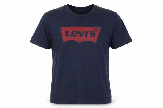 Levi's Mens Blue L Red Batwing Logo Graphic Crew Neck T-Shirt