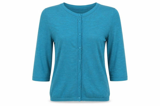 Laura Ashley Women Blue UK 10 Cotton Bell Sleeve Cardigan