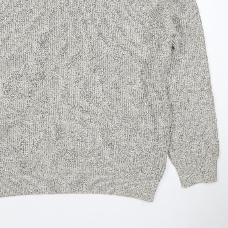 Marks and Spencer Men Grey XL Chunky Knit Crew Neck Pullover Jumper