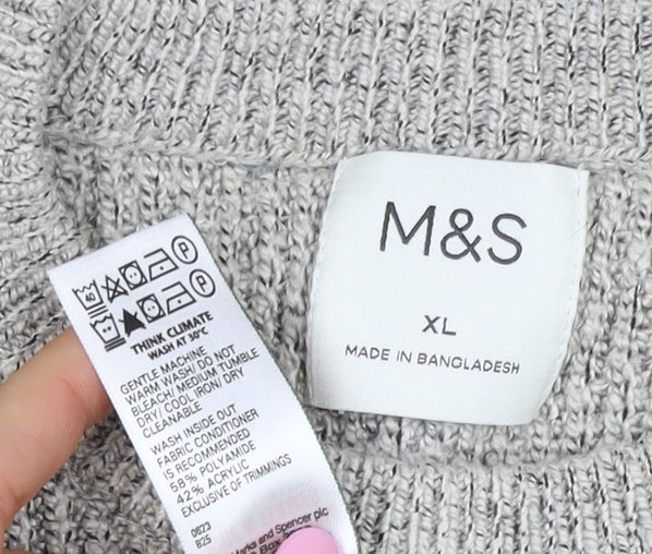 Marks and Spencer Men Grey XL Chunky Knit Crew Neck Pullover Jumper