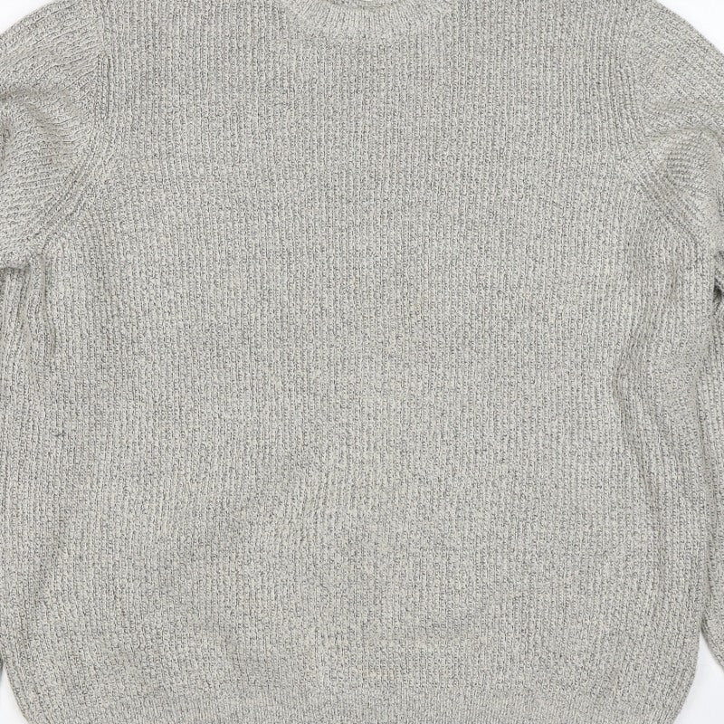 Marks and Spencer Men Grey XL Chunky Knit Crew Neck Pullover Jumper