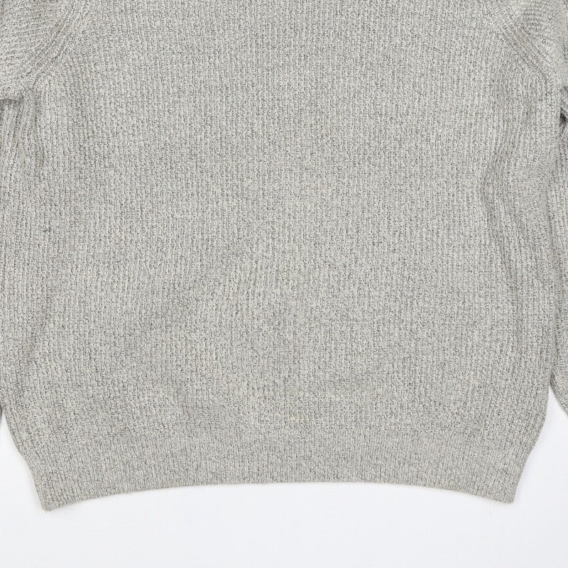 Marks and Spencer Men Grey XL Chunky Knit Crew Neck Pullover Jumper