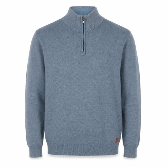 Next Men Blue S 1/4 Zip High Neck Cotton Knit Jumper