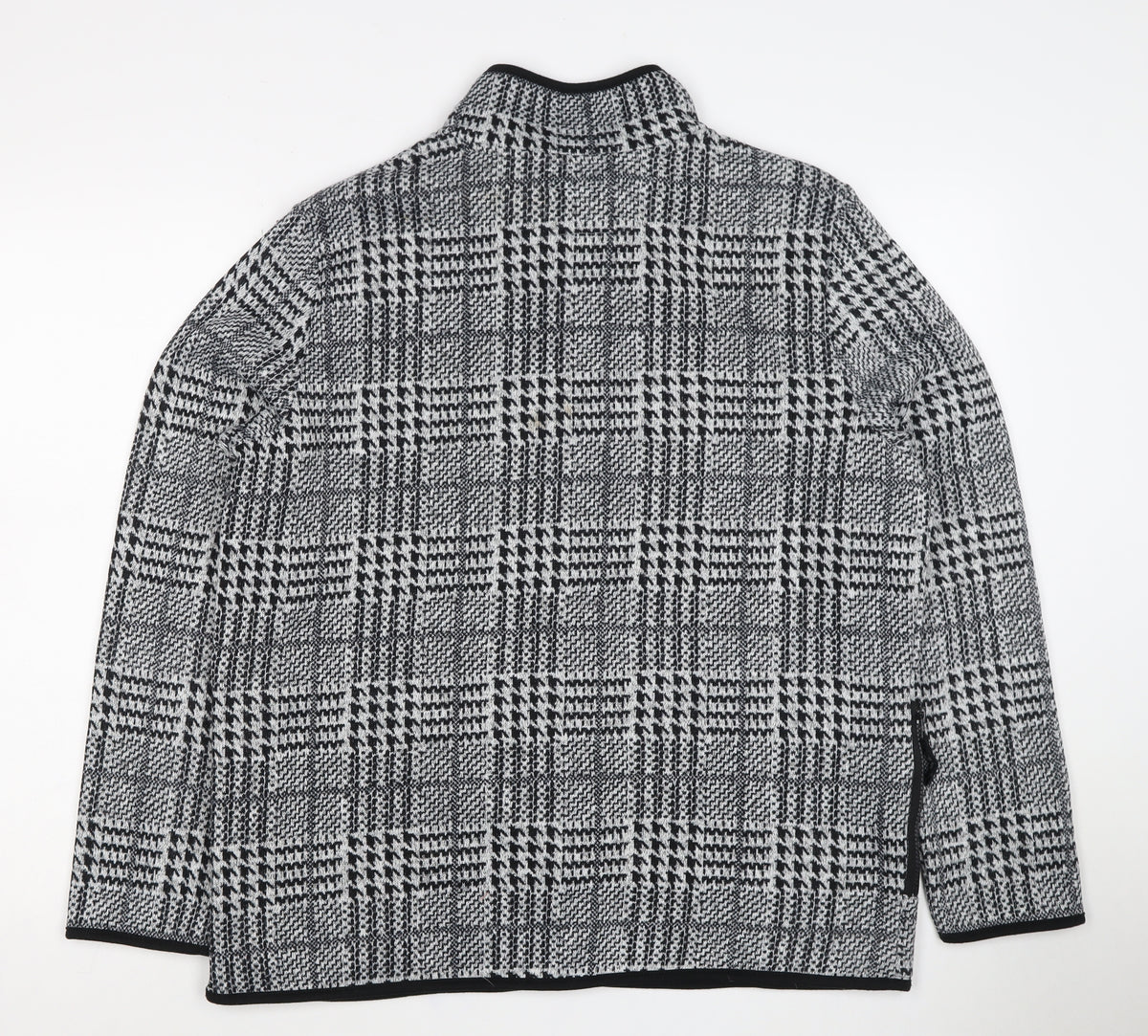 TU Women’s Grey Check Knit Zip Jacket UK 16 Collared Pockets