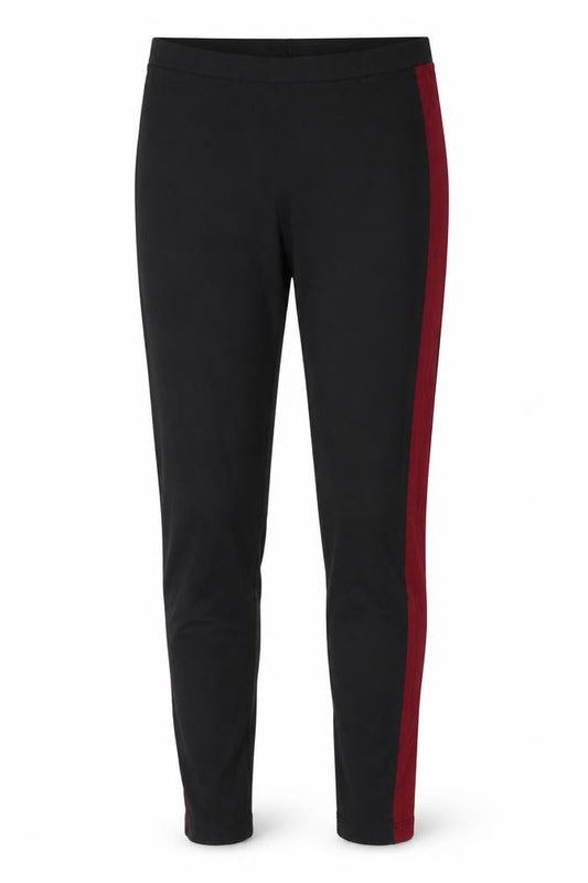 Lipsy London Women’s Black Burgundy Side Stripe Stretch Leggings UK 10