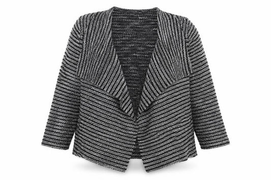 Saloos Women’s Black & White UK 18 Open Knit Cowl Neck Cardigan