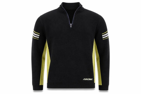 Firetrap Men's Black Yellow L 1/4 Zip High Neck Wool Blend Jumper