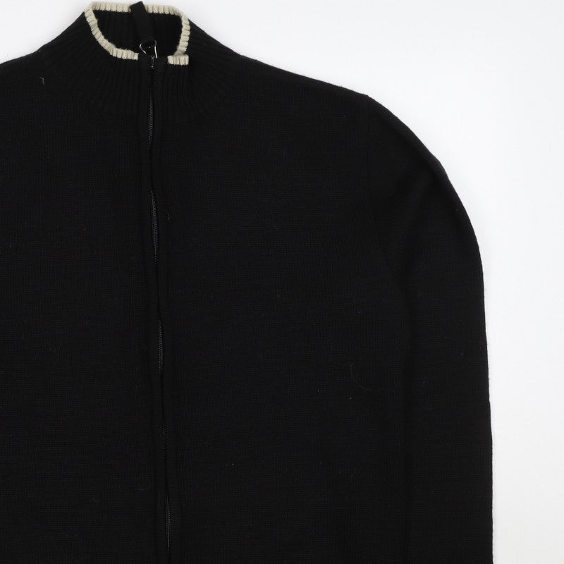 Urban Stone Men’s Black L Full Zip Wool Blend High Neck Jumper