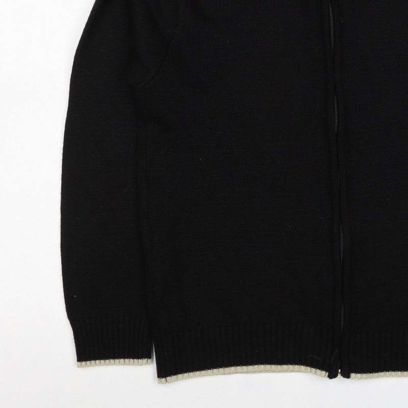 Urban Stone Men’s Black L Full Zip Wool Blend High Neck Jumper