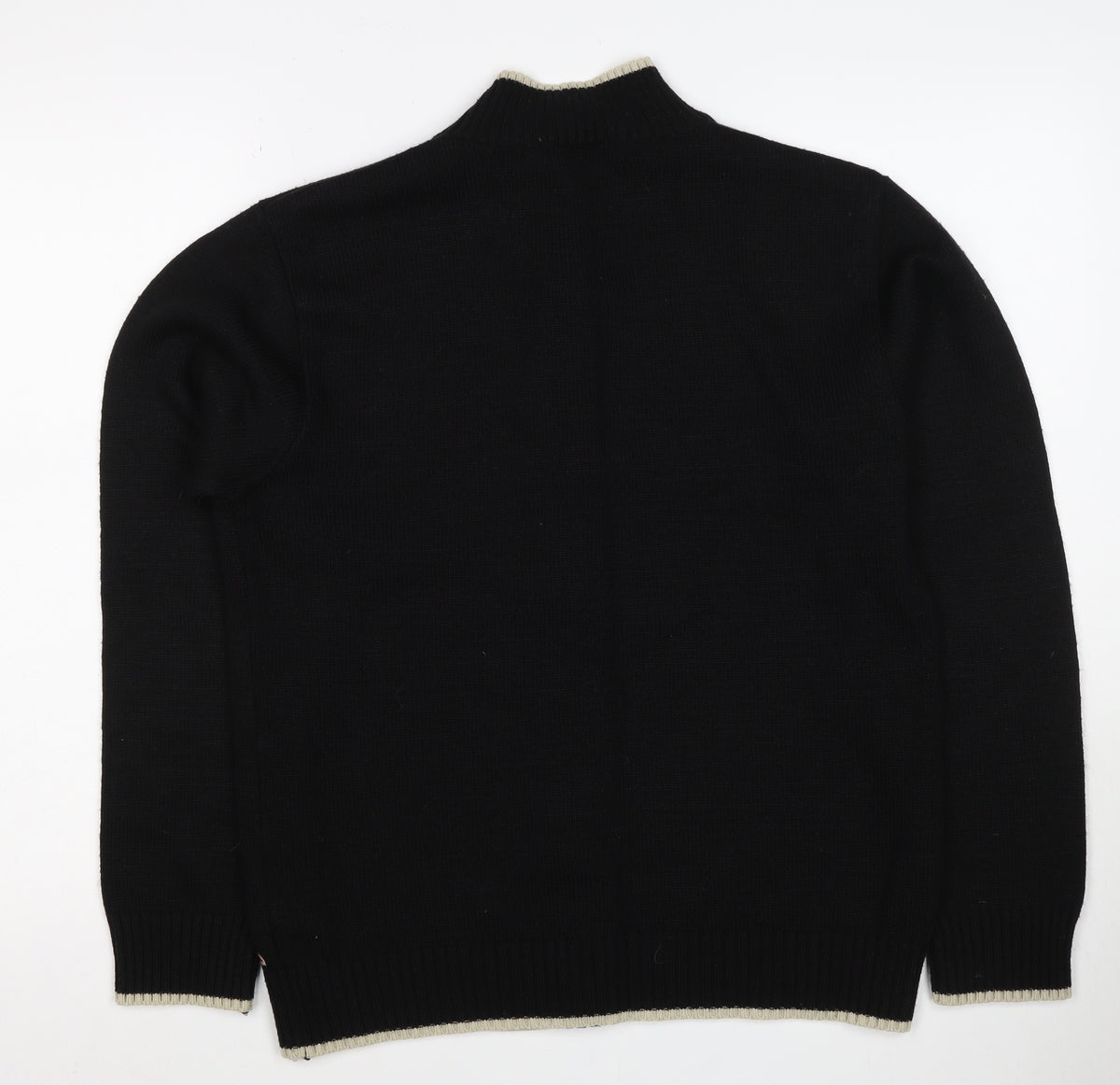 Urban Stone Men’s Black L Full Zip Wool Blend High Neck Jumper