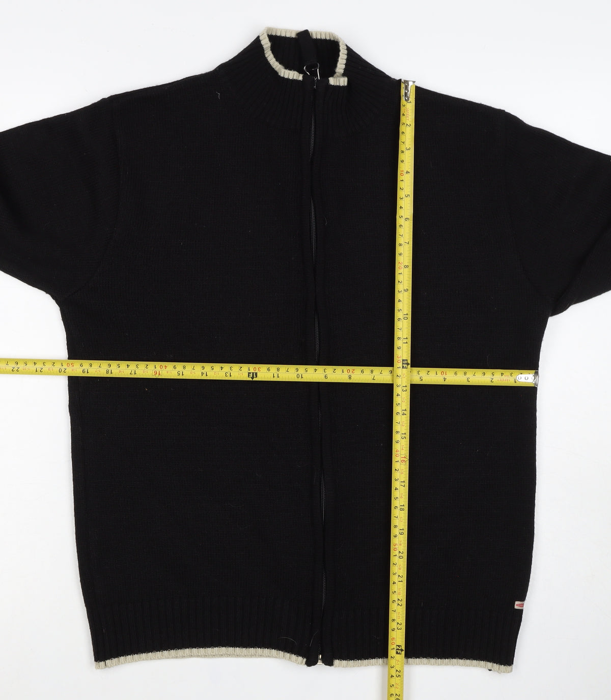 Urban Stone Men’s Black L Full Zip Wool Blend High Neck Jumper