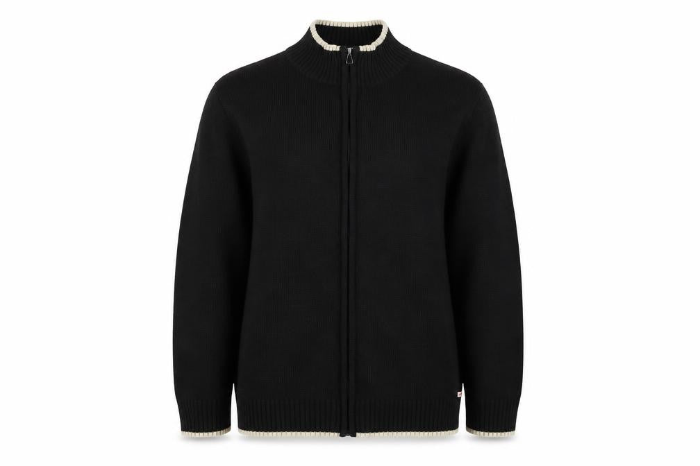 Urban Stone Men’s Black L Full Zip Wool Blend High Neck Jumper