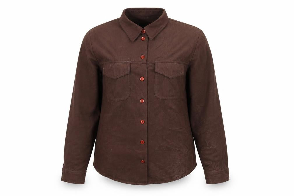 Topshop Women Brown UK 14 Basic Collared Long Sleeve Button-Up Shirt