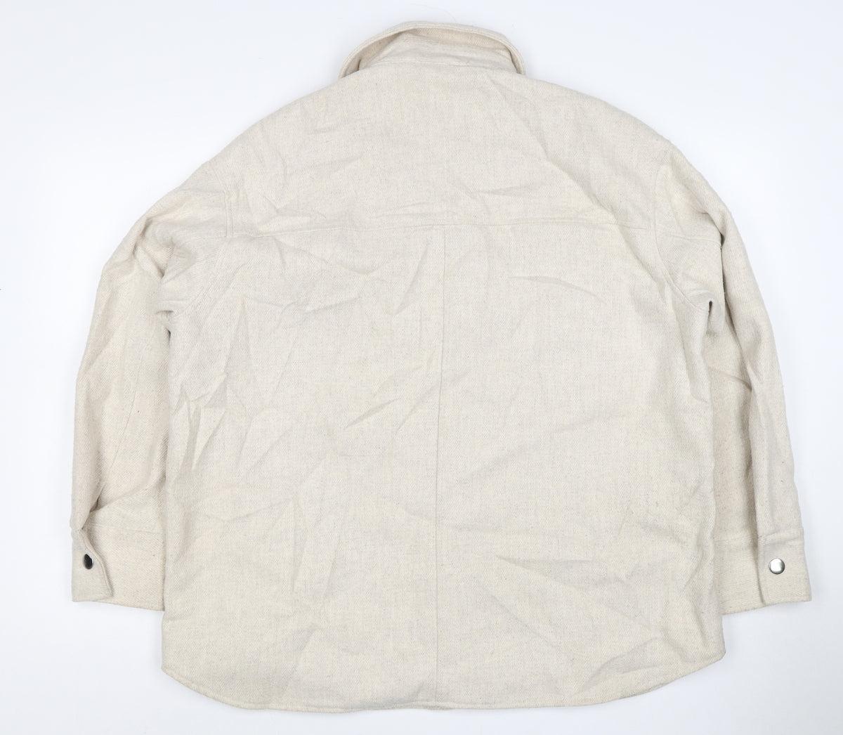 Monki Women Beige M Snap Front Utility Jacket Pockets Long Sleeve