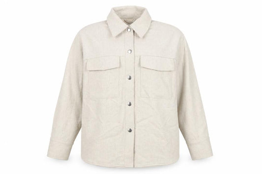 Monki Women Beige M Snap Front Utility Jacket Pockets Long Sleeve